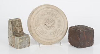 Group of Three Carved Marble, Stone and Brick Articles, 19th Century