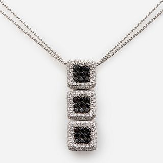  Italian 18k Diamond + Black Diamond Necklace 3+ctw