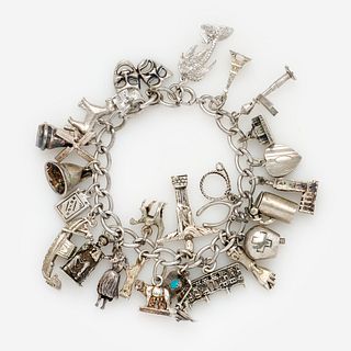  Vintage Sterling Charm Bracelet w/ 26 charms