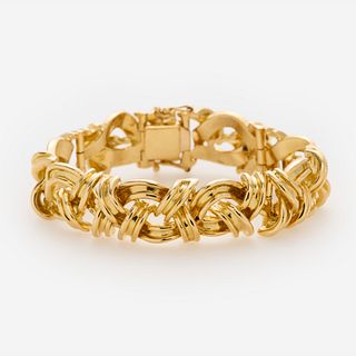  18k Tiffany Co. Thick Cross Over Bracelet