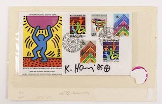 Keith Haring Signed UN Envelope & Stamps