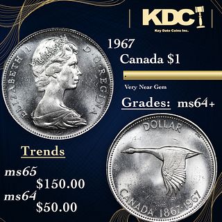 1967 Canada Dollar $1 Grades Choice+ Unc