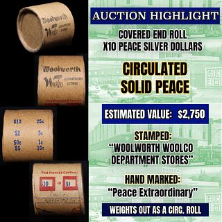 High Value! - Covered End Roll - Marked " Peace Extraordinary" - Weight shows x10 Coins (FC)