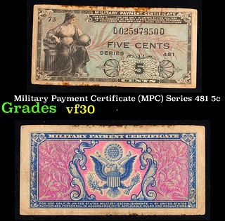 Military Payment Certificate (MPC) Series 481 5c Grades vf++