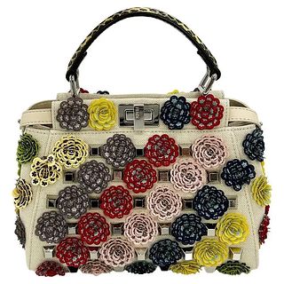 Fendi Peekaboo Mini Floral Canvas Satchel Bag
