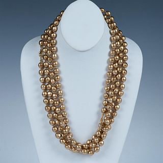 2pc Baroque Faux Golden Pearl Necklaces