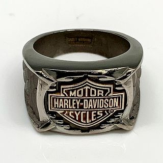 Harley Davidson Scaly Titanium & Sterling Silver Biker Ring