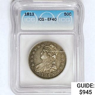 1813 Capped Bust Half Dollar ICG EF40 