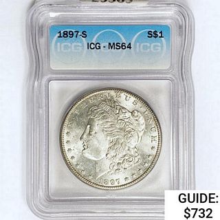 1897-S Morgan Silver Dollar ICG MS64 