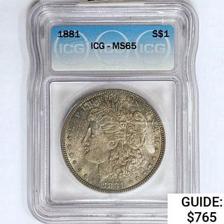 1881 Morgan Silver Dollar ICG MS65 