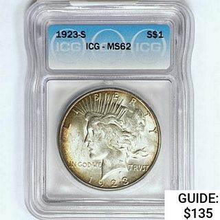 1923-S Silver Peace Dollar ICG MS62 