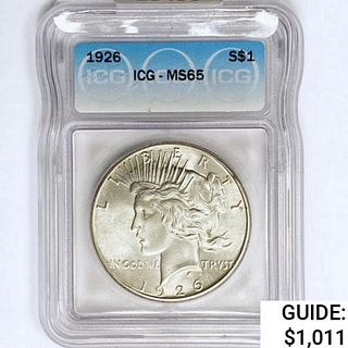 1926 Silver Peace Dollar ICG MS65 