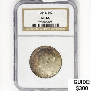 1964-D Kennedy Half Dollar NGC MS66 
