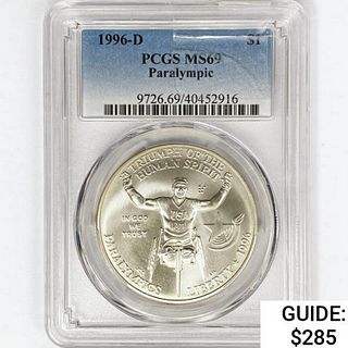 1996-D $1 PARALYMPIC PCGS MS69 