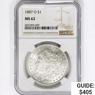 1887-O Morgan Silver Dollar NGC MS62 