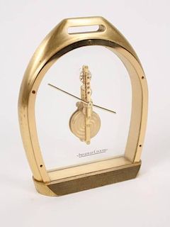 LeCoultre for Hermes Stirrup Form Gilt Brass Clock