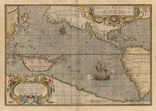Maris Pacifici. The 1st obtainable printed map of the Pacific.