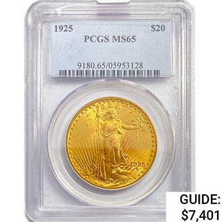 1925 $20 Gold Double Eagle PCGS MS65 