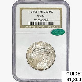 1936 CAC Gettysburg Half Dollar NGC MS64 
