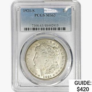 1921-S Morgan Silver Dollar PCGS MS63 
