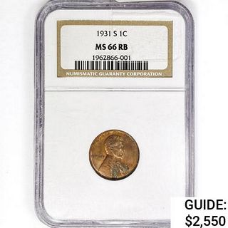 1931-S Wheat Cent NGC MS66 RB