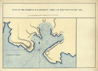 Manuscript plan of the harbor of Lampedusa