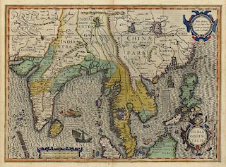 Beautiful early 17th century map of India and Southeast Asia