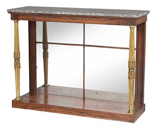 British Regency Rosewood and Gilt Bronze Marble Top Pier Table