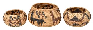 Three Northern California Coiled Baskets