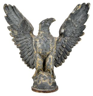 American Painted, Parcel Gilt, and Patinated Metal Eagle