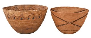 Two Southern California Coiled Baskets