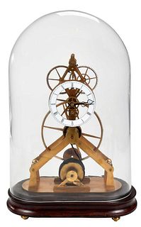 French Skeleton Clock with Glass Dome
