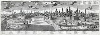 Large scale 18th century view of Parma.