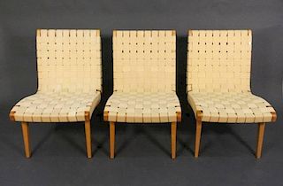 Set of 3 Jens Risom for Knoll Strap Lounge Chairs