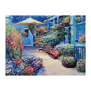 Howard Behrens (1933-2014), "Nantucket Flower Market" Limited Edition on Canvas, Numbered and Signed with COA.