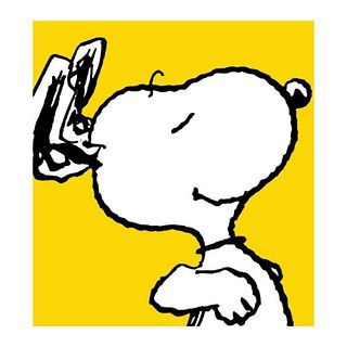 Peanuts, "Snoopy: Yellow" Hand Numbered Canvas (40"x44") Limited Edition Fine Art Print with Certificate of Authenticity.