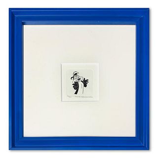 Pepe le Pew Framed Limited Edition Etching with Hand-Tinted Color and Numbered.