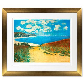 Claude Monet, "Chemin Dans Les Bles A Pourville" Framed Limited Edition Lithograph with Certificate of Authenticity.