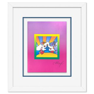 Peter Max, "Cosmic Runner on Blends" Framed Limited Edition Lithograph, Numbered and Hand Signed with Certificate of Authenticity.