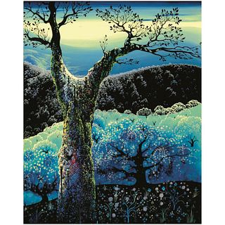 Eyvind Earle (1916-2000), "Orchard in Bloom" Estate Limited Edition Serigraph on Paper with Certificate of Authenticity.