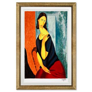 Amedeo Modigliani, "Jenne Hebuterne Con La Mano Sulla Spalla Sinistra" Framed Limited Edition Serigraph with Certificate of Authenticity.