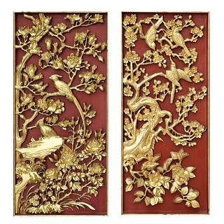 Pair of Chinese Wooden Plaques