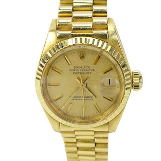 Lady's Rolex 18 Karat Yellow Gold Date Just Bracelet Watch