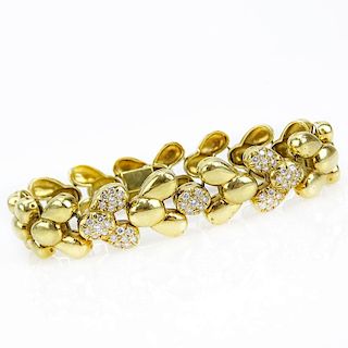 Vintage 18 Karat Yellow Gold Link Bracelet with Diamond Accents