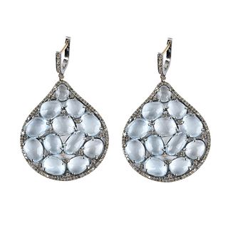 Topaz, Diamond and Silver Earrings
