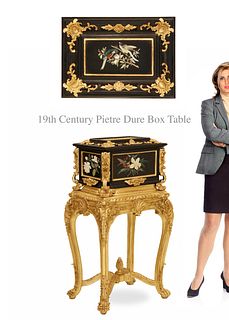 19th C. Italian Pietre Dure Jewelry Box Table