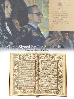 Iran Persian King Mohammadreza Pahlavi Ordered & Signed Quran