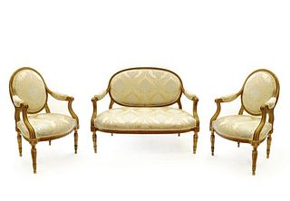 Napoleon III Suite of Upholstered Furniture Set,19th C.