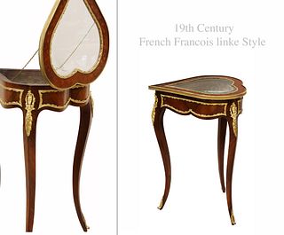 19th C. French Linke style Heart Shaped Kingwood Vitrine Table