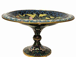 19th C. Chinese Cloisonne Enamel Candy Dish/Bowl on Stand